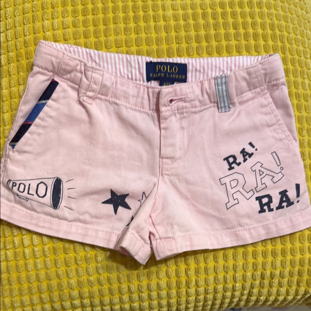 Polo by Ralph Lauren Pink Jean Shorts with Decorative Graphics